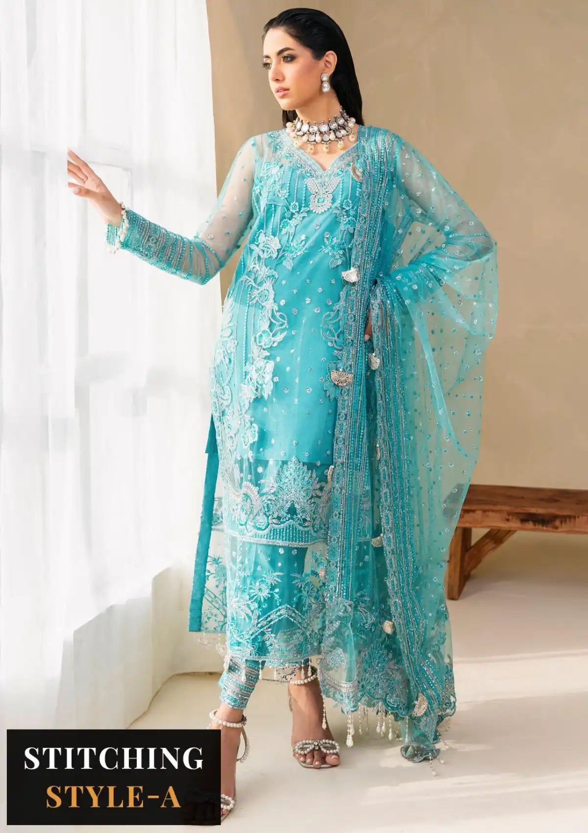 Raha By Muneefa Naz Luxury Wedding'23 D-05 Sage