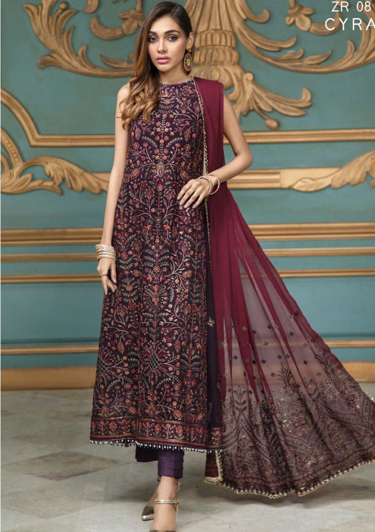 Zarif Rangrez Emb Chiffon'22 ZR 08 CYRAH - Mohsin Saeed Fabrics