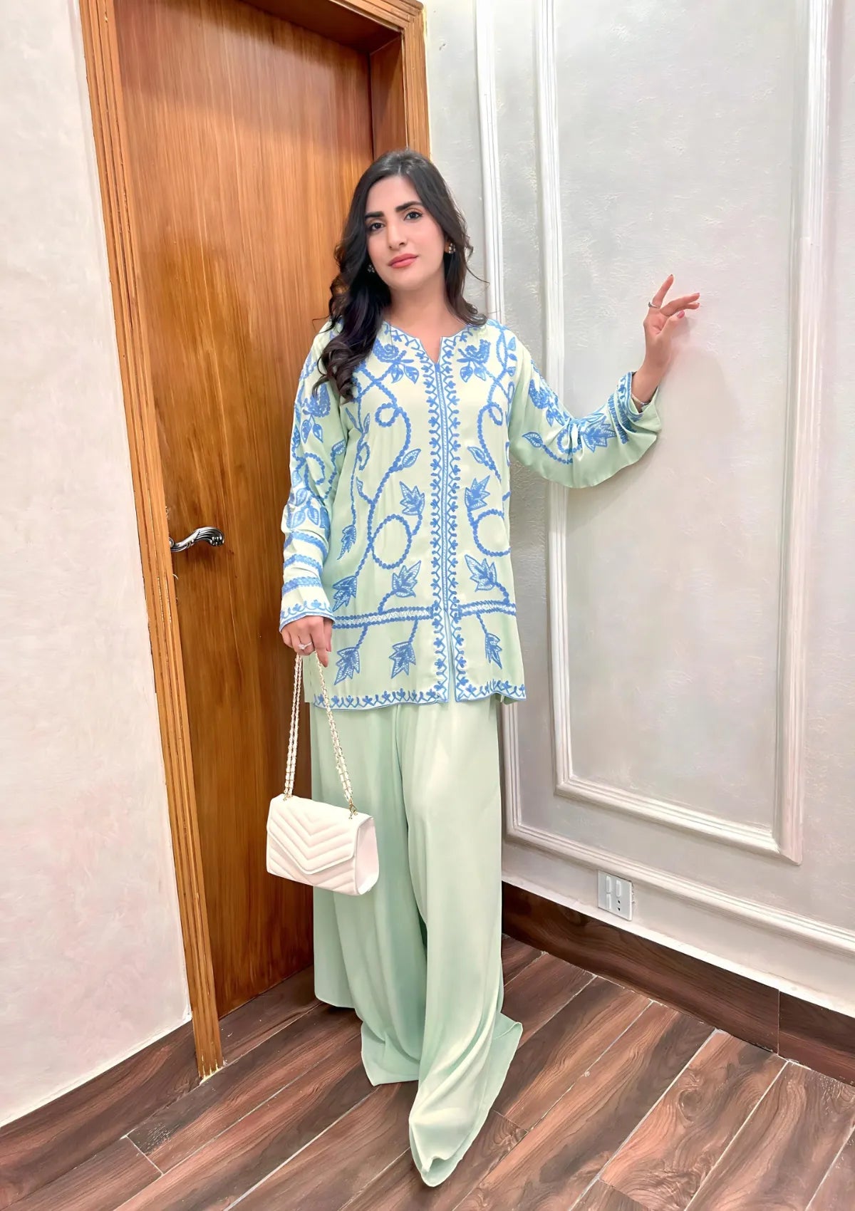 mohsin-saeed-fabrics-designer-daily-wear-formal-and-wedding-suits-within-budget-This-product-is-from-manahils-apple-green-embroidered-with-elephant-pants-is-available-on-Mohsin-saeed-fabrics-website.