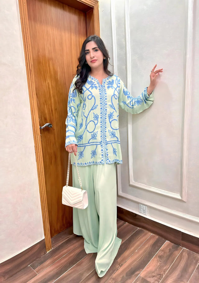 mohsin-saeed-fabrics-designer-daily-wear-formal-and-wedding-suits-within-budget-This-product-is-from-manahils-apple-green-embroidered-with-elephant-pants-is-available-on-Mohsin-saeed-fabrics-website.