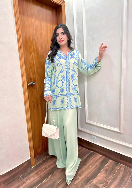 mohsin-saeed-fabrics-designer-daily-wear-formal-and-wedding-suits-within-budget-This-product-is-from-manahils-apple-green-embroidered-with-elephant-pants-is-available-on-Mohsin-saeed-fabrics-website.