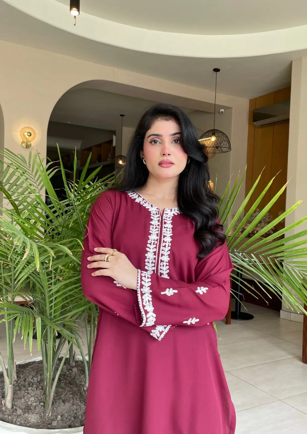 mohsin-saeed-fabrics-designer-daily-wear-formal-and-wedding-suits-within-budget-This-product-is-from-manahils-burgundy-embroidery-shalwar-set-is-available-on-Mohsin-saeed-fabrics-website.