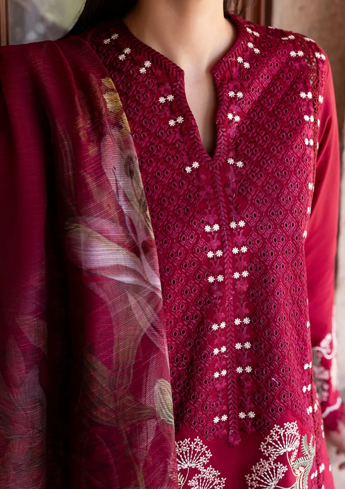 mohsin-saeed-fabrics-is-selling-online-and-in stores-Luxury-daily-wear-wedding-wear-formal-wear-in-budgeted-price-This-product-is-from-saira-shakira-bloom-lawn25-maroon-is-available-on-Mohsin-saeed-fabrics-website.