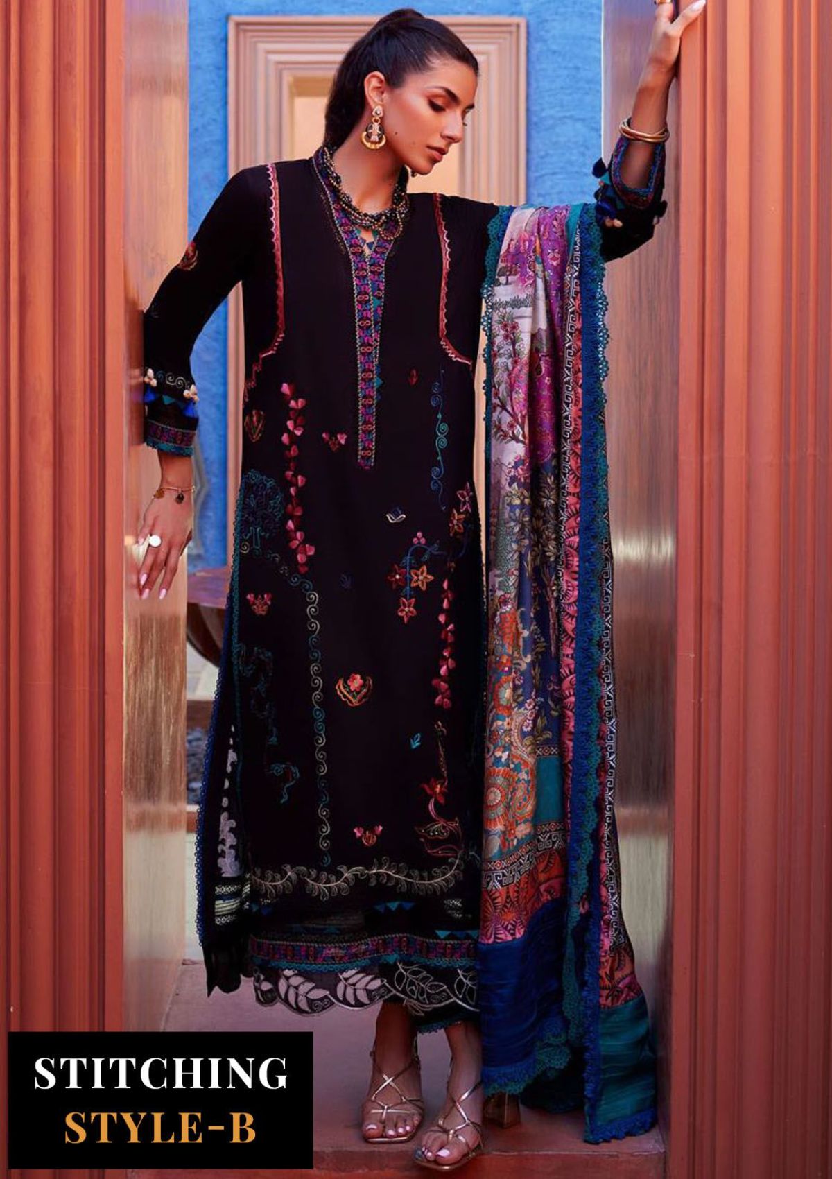 Suay by Farah Talib Emb Lawn'24 D-01 Ilaria Black - Mohsin Saeed Fabrics