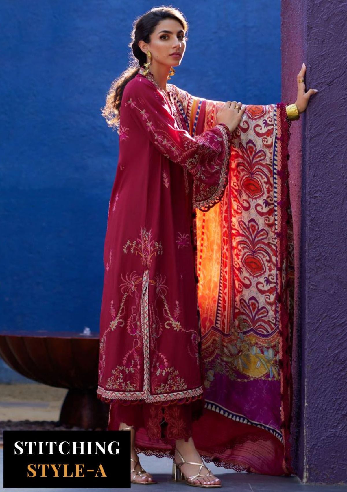 Suay by Farah Talib Emb Lawn'24 D-02 Enzo Red