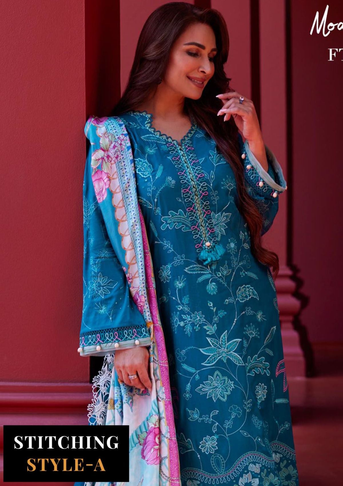 Suay by Farah Talib Emb Lawn'24 D-03 Moana Teal