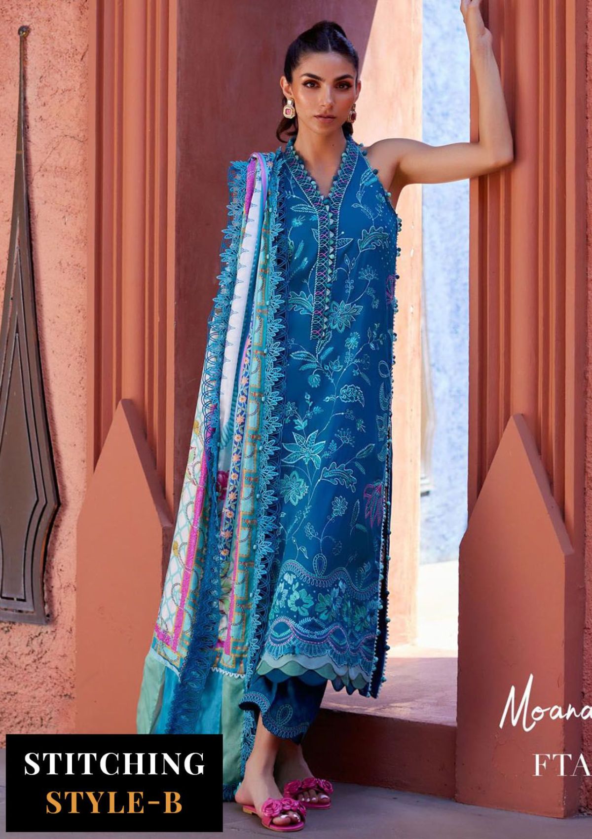 Suay by Farah Talib Emb Lawn'24 D-03 Moana Teal
