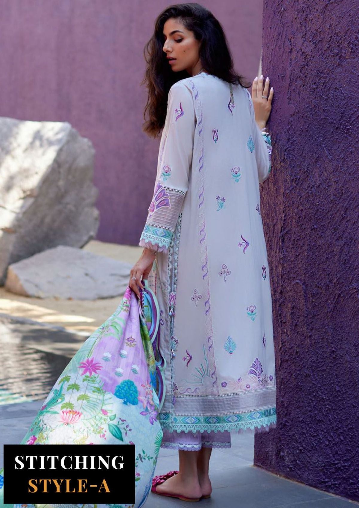 Suay by Farah Talib Emb Lawn'24 D-08 Zoella Grey - Mohsin Saeed Fabrics