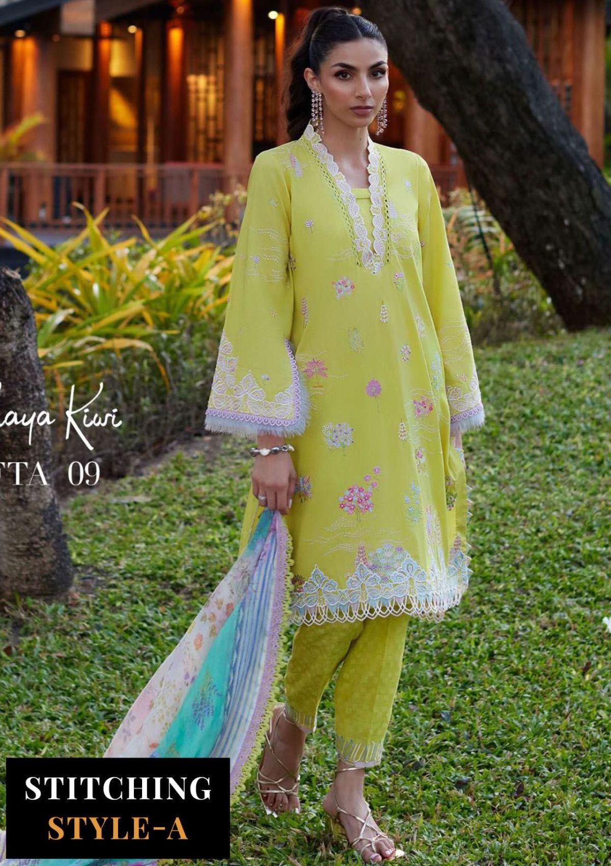 Suay by Farah Talib Emb Lawn'24 D-09 Kelaya Kiwi - Mohsin Saeed Fabrics