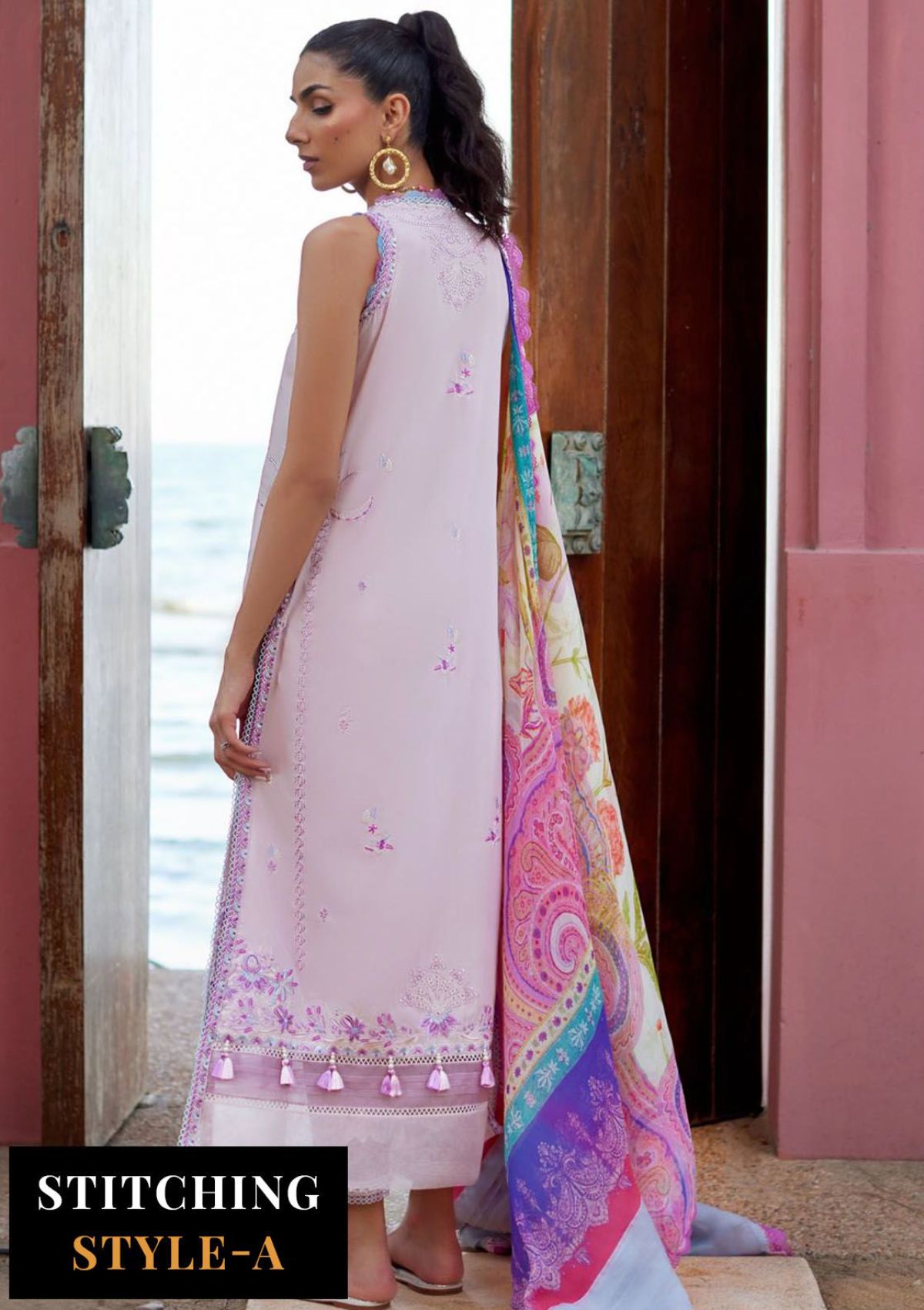 Suay by Farah Talib Emb Lawn'24 D-10 Izumi Pink - Mohsin Saeed Fabrics
