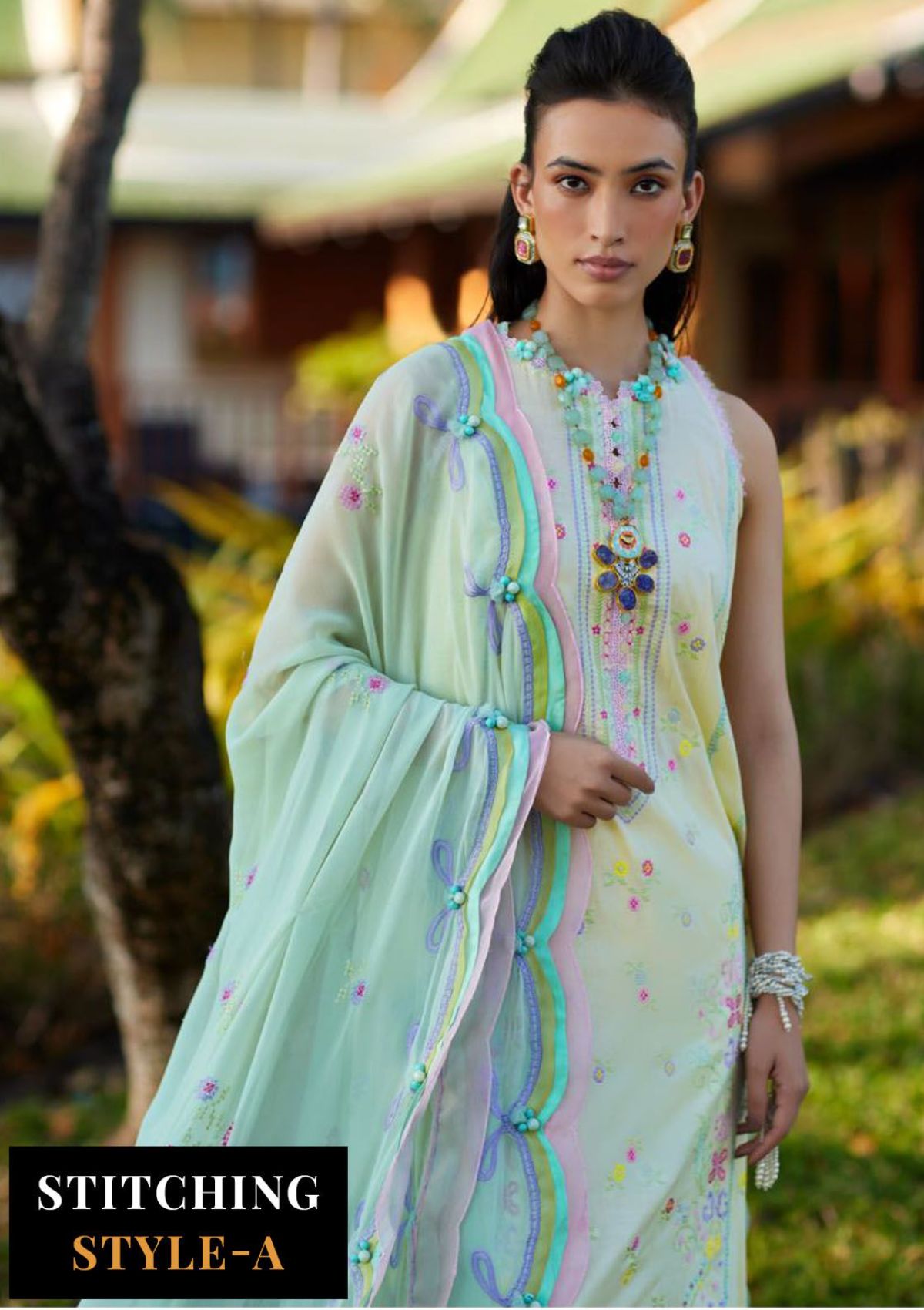 Suay by Farah Talib Emb Lawn'24 D-12 Vaia Yellow - Mohsin Saeed Fabrics