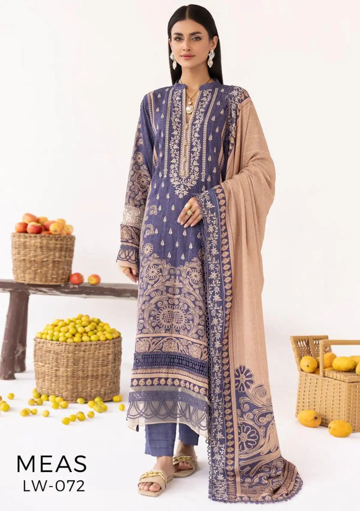 Lala Vintage Emb Karandi'23 LW-072 Meas - Mohsin Saeed Fabrics