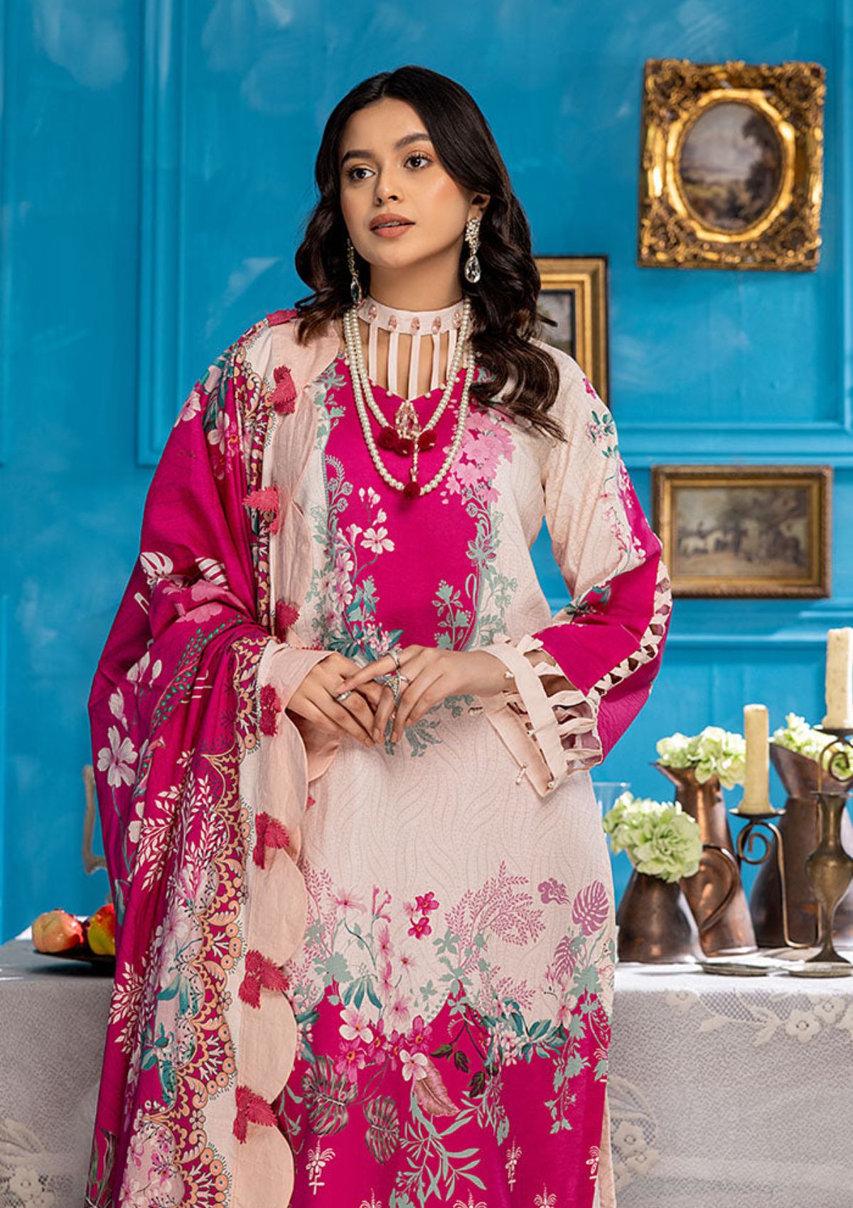 Aangan By humdum'23 AG-02 is available at Mohsin Saeed Fabrics online shop All the top women brands in pakistan such as Freesia, Maria b, Zara Shahjahan, Asim Jofa, Zaha, Elan, Crimson, Sobia Nazir, Maryam n Maria, Hussain Rehar, Marjjan, Anaya by Kiran Chaudhary, johra, Shaista, farah talib aziz and Gul Ahmed. 