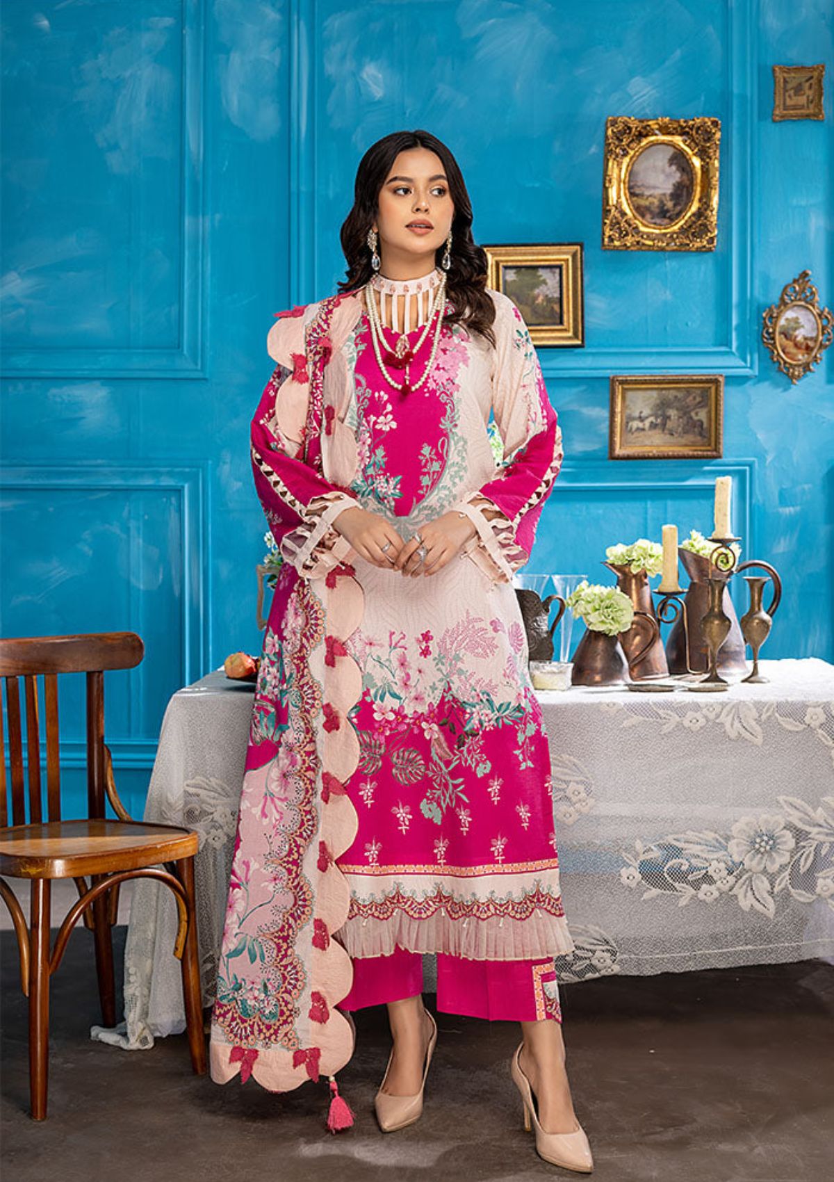 Aangan By humdum'23 AG-02 is available at Mohsin Saeed Fabrics. ✓ shop all the top women clothing brands in pakistan ✓ Best Price and Offers ✓ Free Shipping ✓ Cash on Delivery ✓ formal & Wedding Collections 