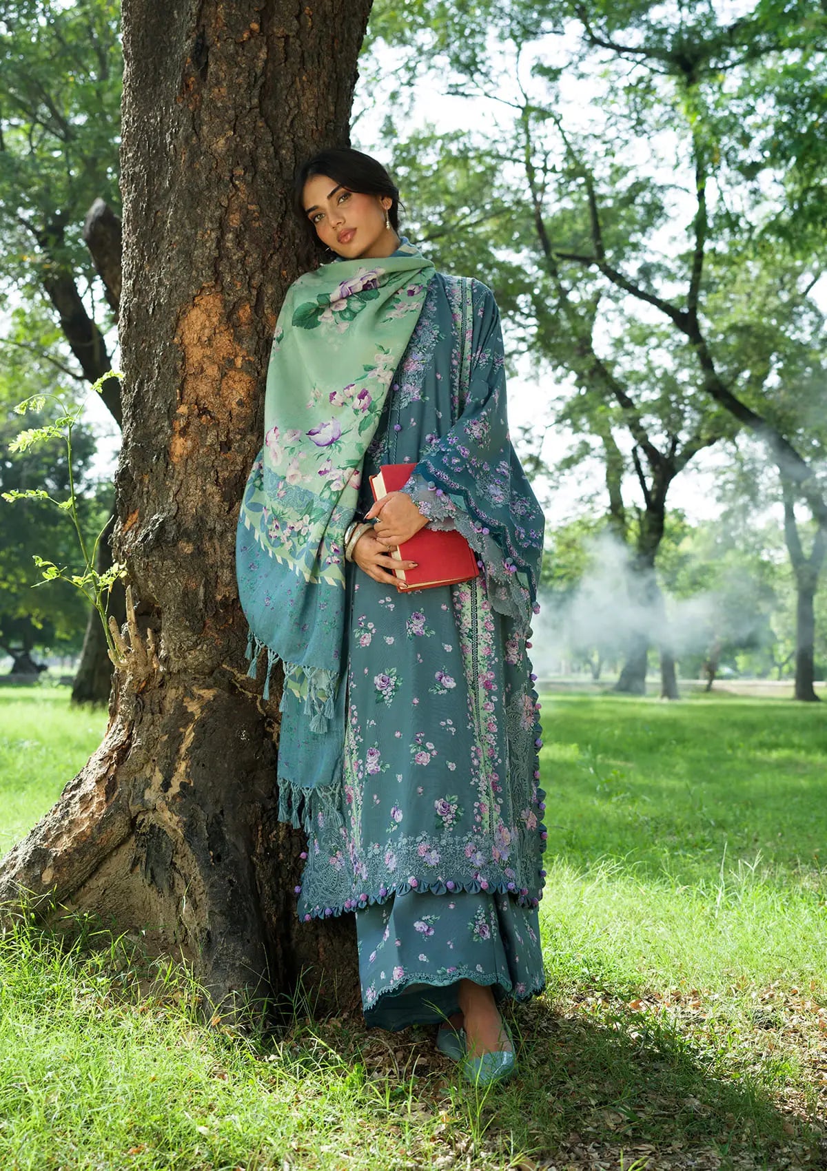 Elaf Wilderness Pashmina Shawl Edit'26 EWR-4B CINERARIA