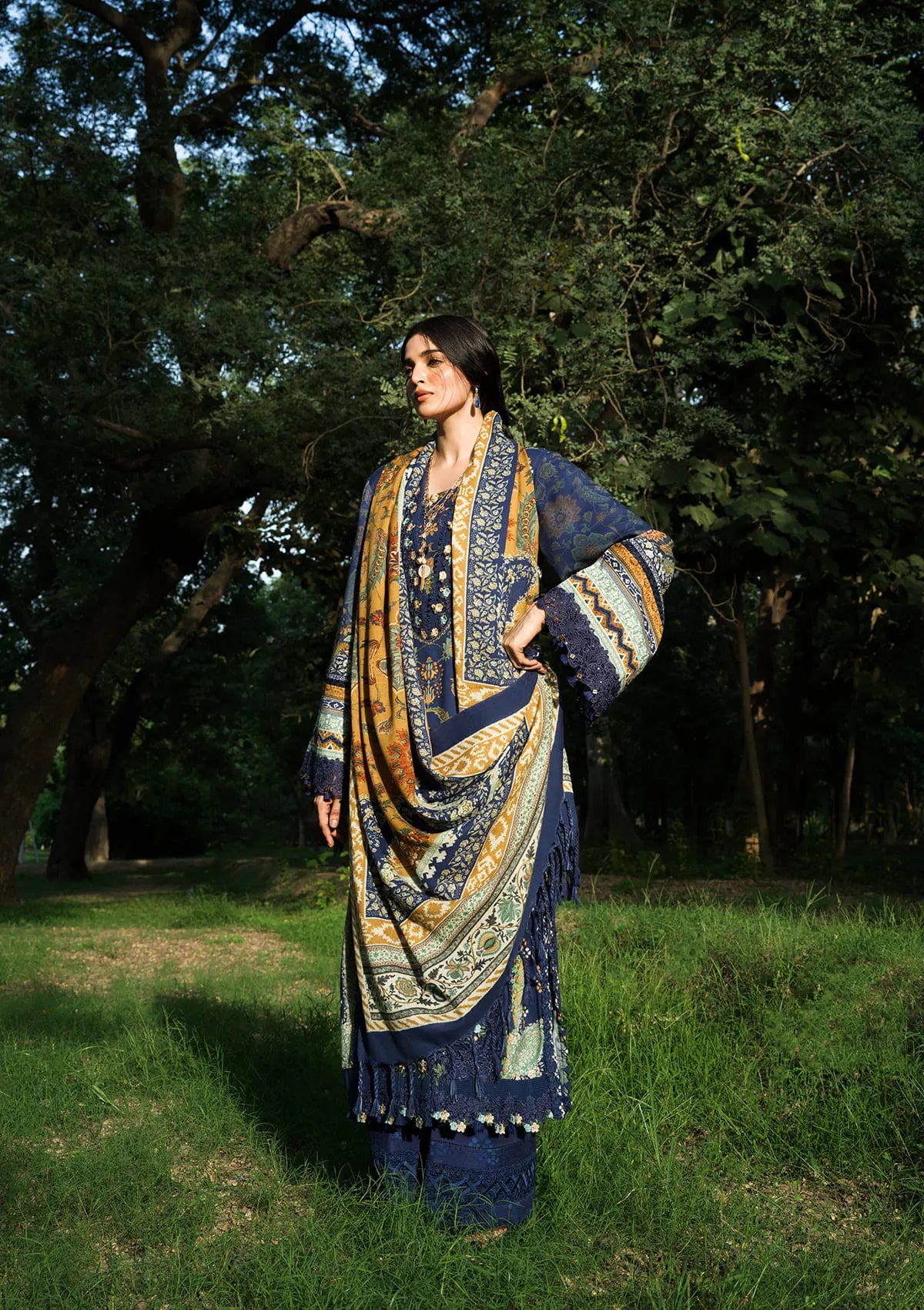 Elaf Wilderness Pashmina Shawl Edit'26 EWR-3A BLUES