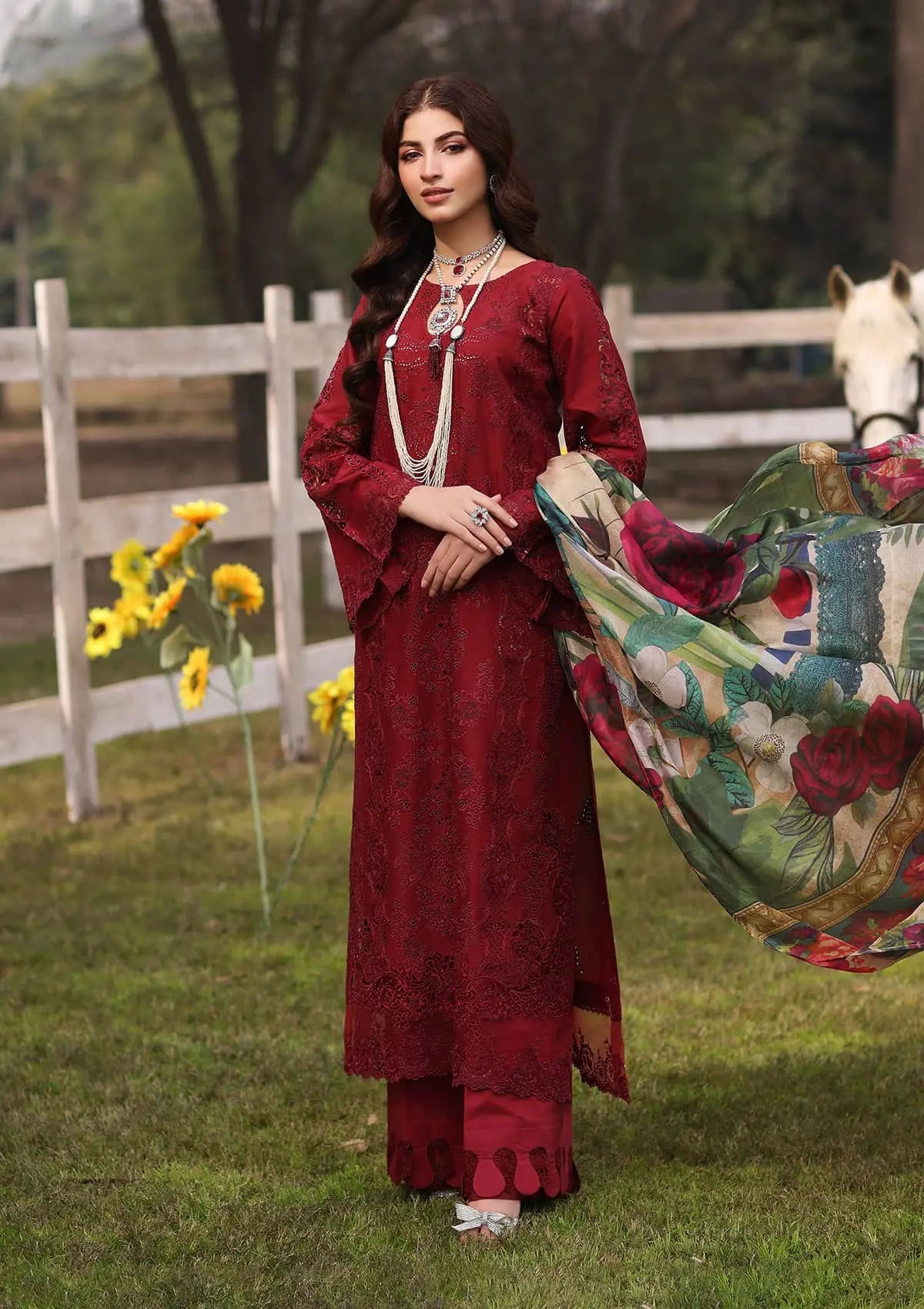 Kahf Festive Lawn'24 KFL-02 ALORA - Mohsin Saeed Fabrics