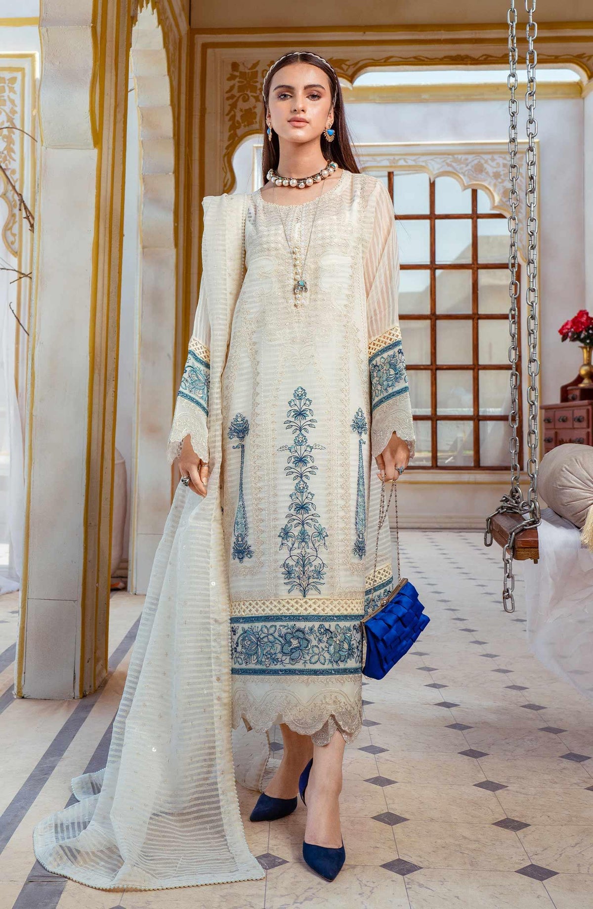 Maryum N Maria RTW - Victoria Blue - (MLRD - 067) - Mohsin Saeed Fabrics