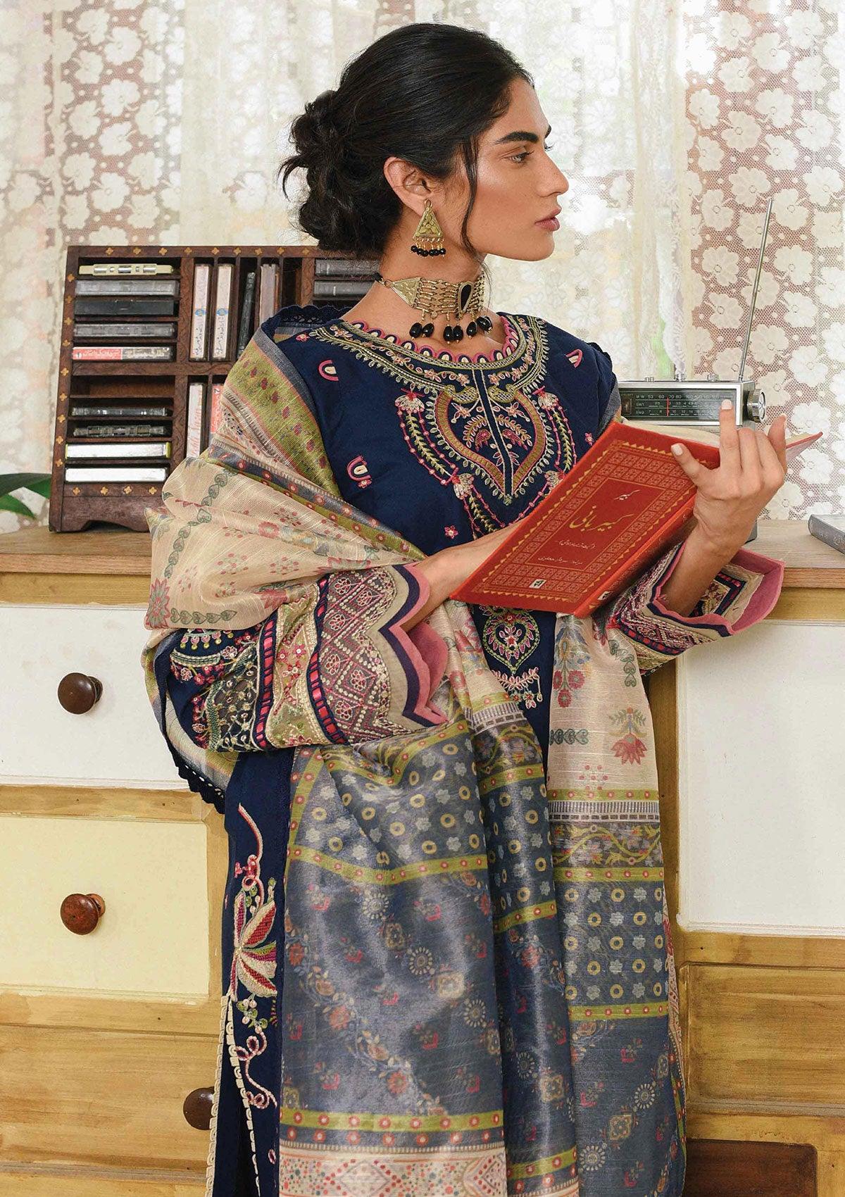 Qalamkar-Qline-winter-Embroidered-&-Printed-Dress-is-available-at-Mohsin-Saeed-Fabrics-Online-Shopping--