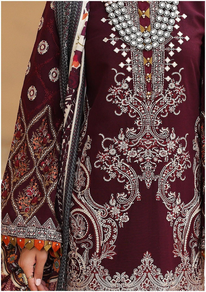Elaf Luxury Winter'22 ELW-06- Berry is available at Mohsin Saeed Fabrics 