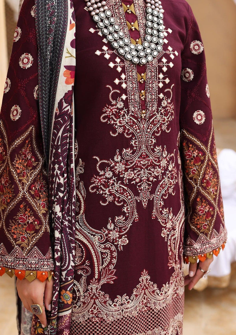 Elaf Luxury Winter'22 ELW-06- Berry is available at Mohsin Saeed Fabrics online shop All the top women brands in pakistan 