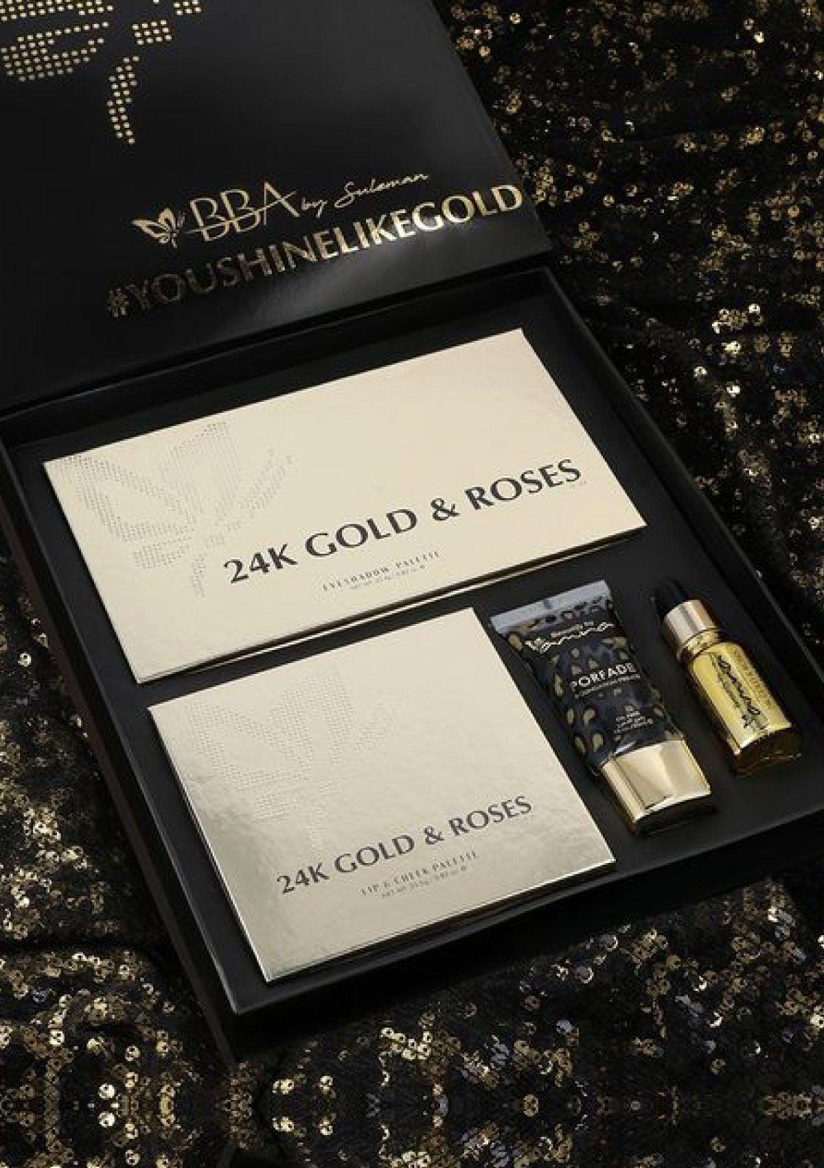 24K Gold & Roses Deal Box - Mohsin Saeed Fabrics