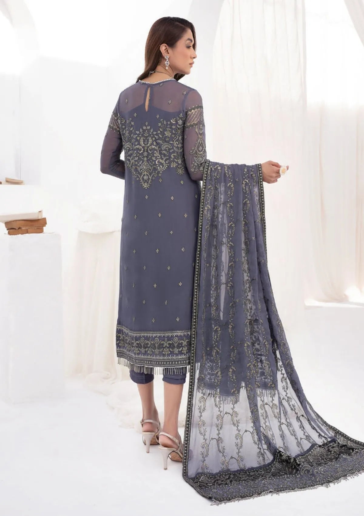 Zarif La Celeste Luxury Formals'23 ZLC-08 (DUSTY TEAL) - Mohsin Saeed Fabrics