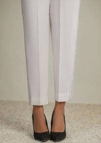 Nuriyaa Stitched Trouser (Straight Pants (White)) is available at Mohsin Saeed Fabrics. ✓ shop all the top women clothing brands in pakistan ✓ Best Price and Offers ✓ Free Shipping ✓ Cash on Delivery ✓ formal & Wedding Collections 