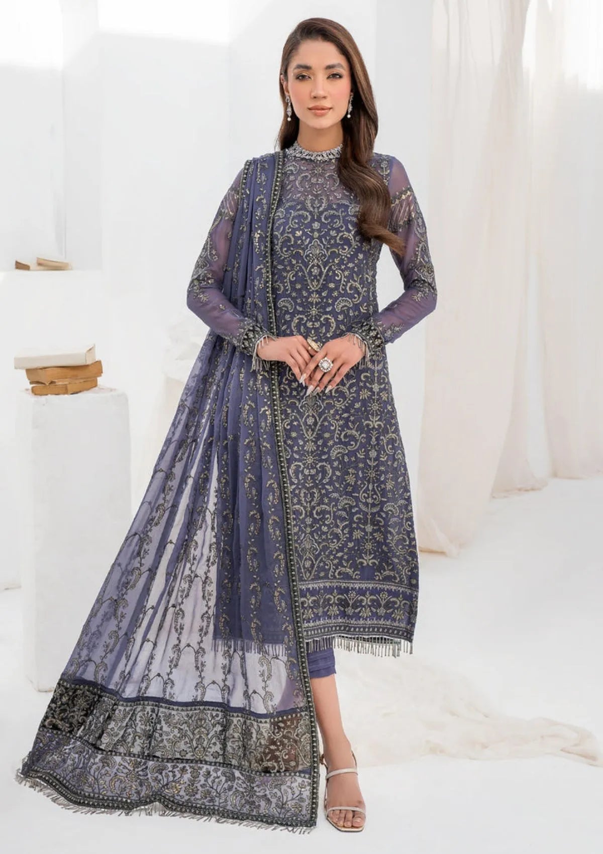 Zarif La Celeste Luxury Formals'23 ZLC-08 (DUSTY TEAL) - Mohsin Saeed Fabrics