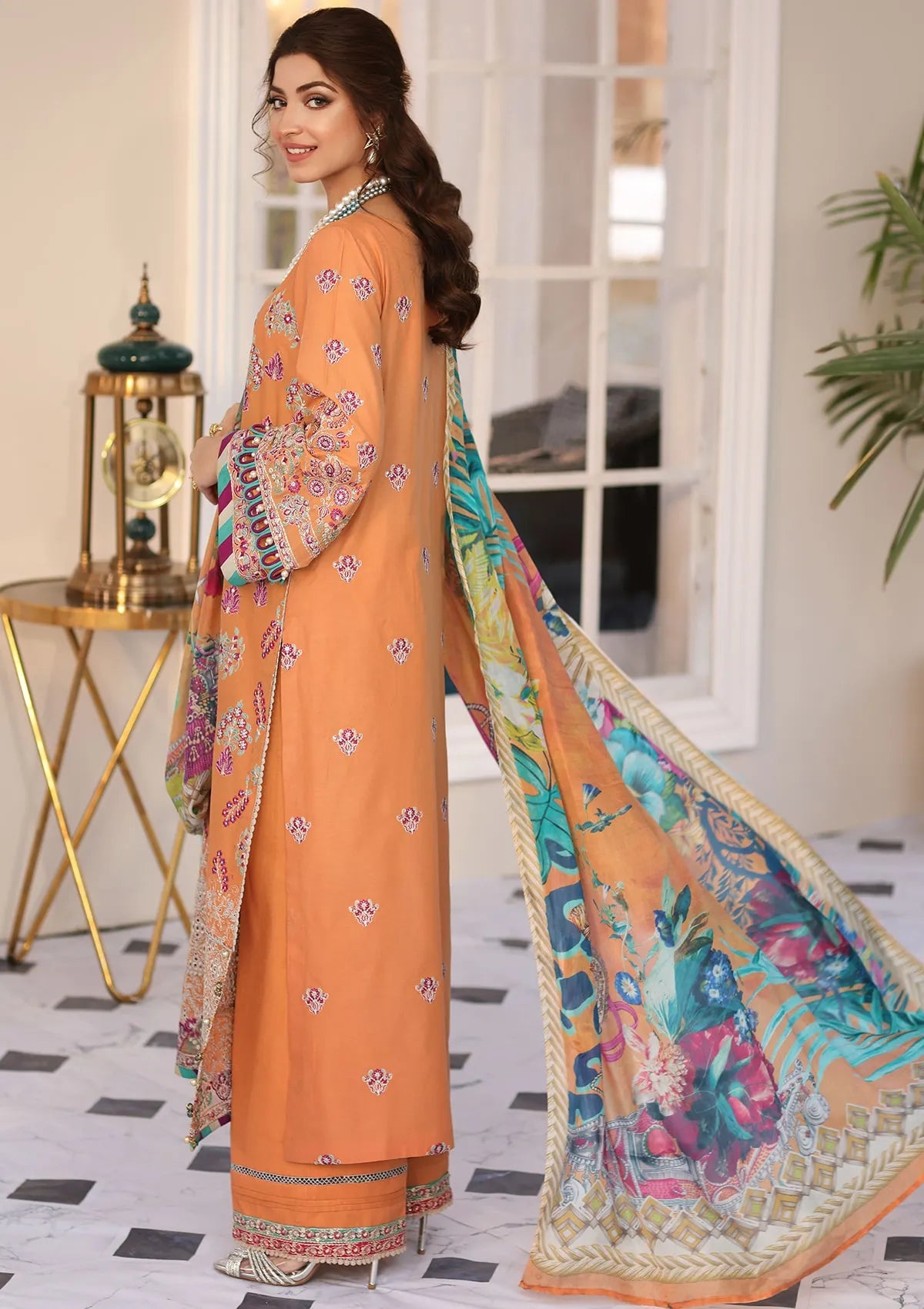 Elaf Festive Luxury Chikankari'23 ELC-08 (Tangrine) is available at Mohsin Saeed Fabrics online shop All the top women brands in pakistan such as Freesia, Maria b, Zara Shahjahan, Asim Jofa, Zaha, Elan, Crimson, Sobia Nazir, Maryam n Maria, Hussain Rehar, Marjjan,