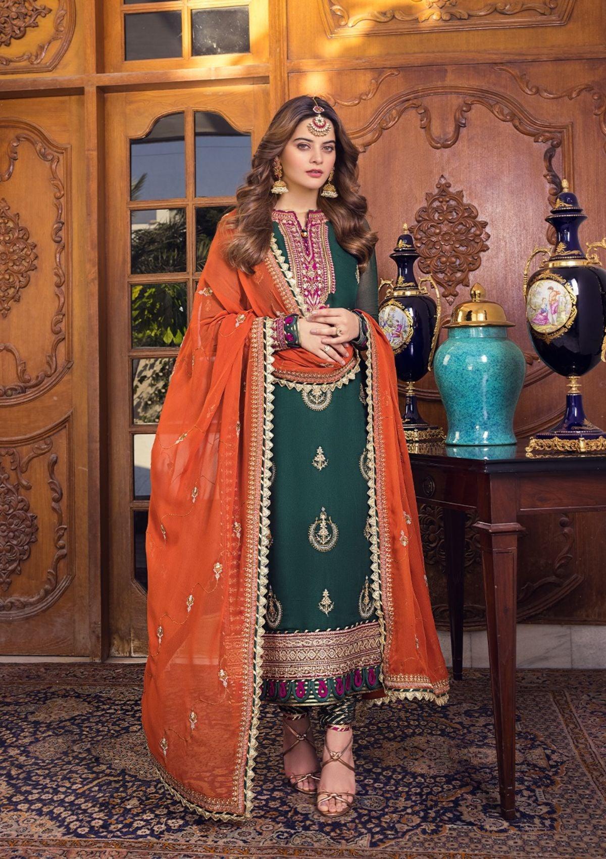 Asim Jofa Noorie'23 AJSM -04 is available at Mohsin Saeed Fabrics free shipping available worldwide. Shop All the top women clothing brands online such as Freesia, Maria b, Zara Shahjahan, Asim Jofa, Zaha, Elan, Crimson, Sobia Nazir, Maryam n Maria, Hussain Rehar and Marjjan