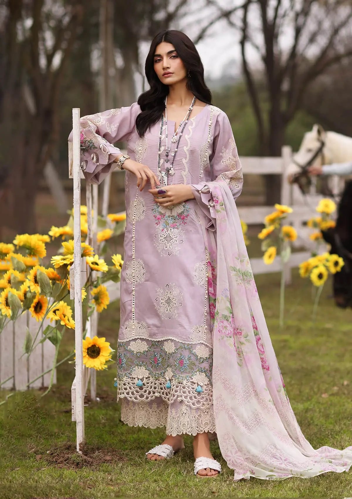 Kahf Festive Lawn'24 KFL-08B ELAYA - Mohsin Saeed Fabrics