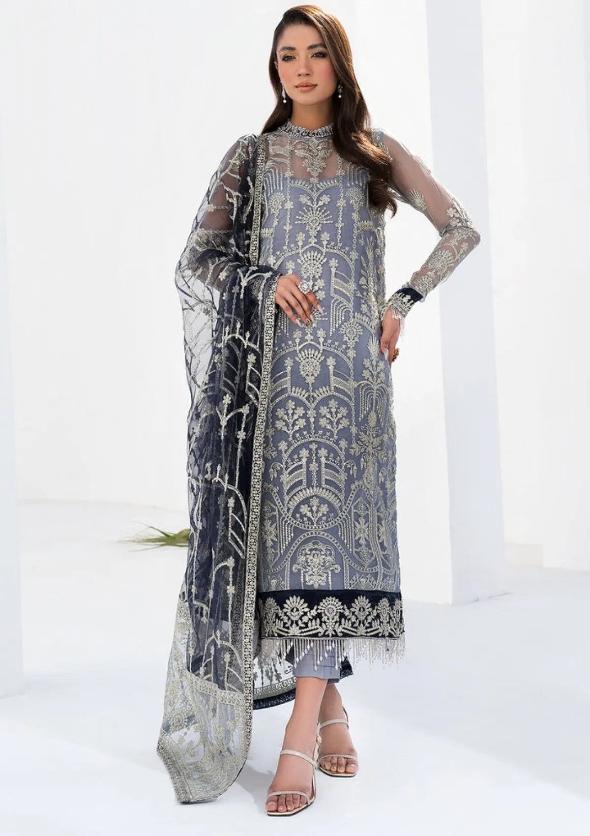 Zarif La Celeste Luxury Formals'23 ZLC-05 (ASH GREY) - Mohsin Saeed Fabrics