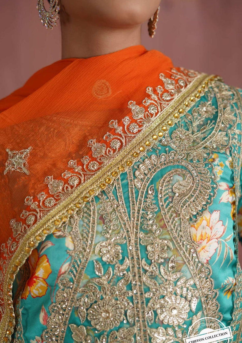 Naqsh by Mashq Chiffon'22 The Ocean Flower (QFD-0052) is available at Mohsin Saeed Fabrics online shop All the top women brands in pakistan