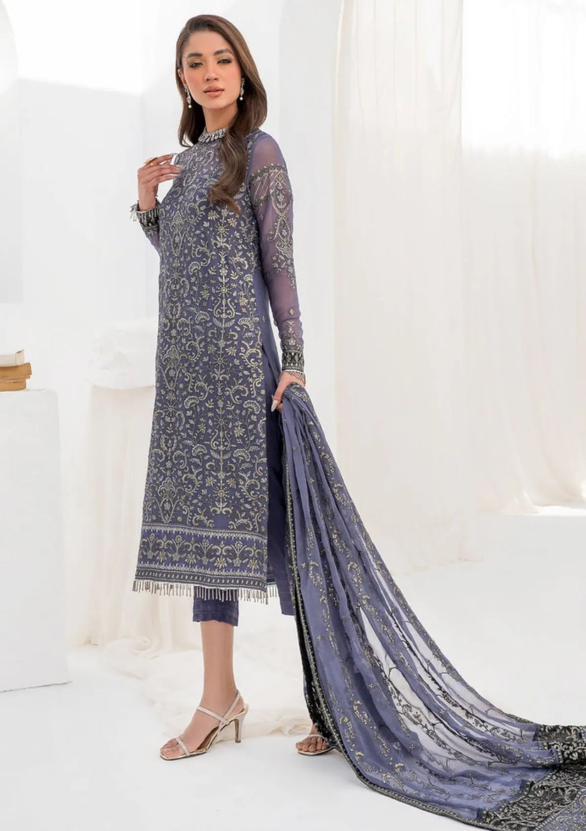 Zarif La Celeste Luxury Formals'23 ZLC-08 (DUSTY TEAL) - Mohsin Saeed Fabrics