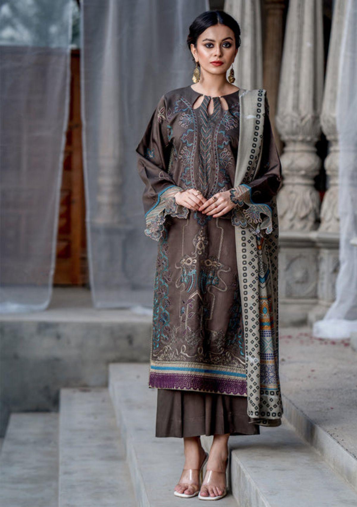 Bin-ilyas-winter-Embroidered-&-Printed-Dress-is-available-at-Mohsin-Saeed-Fabrics-Online-Shopping--