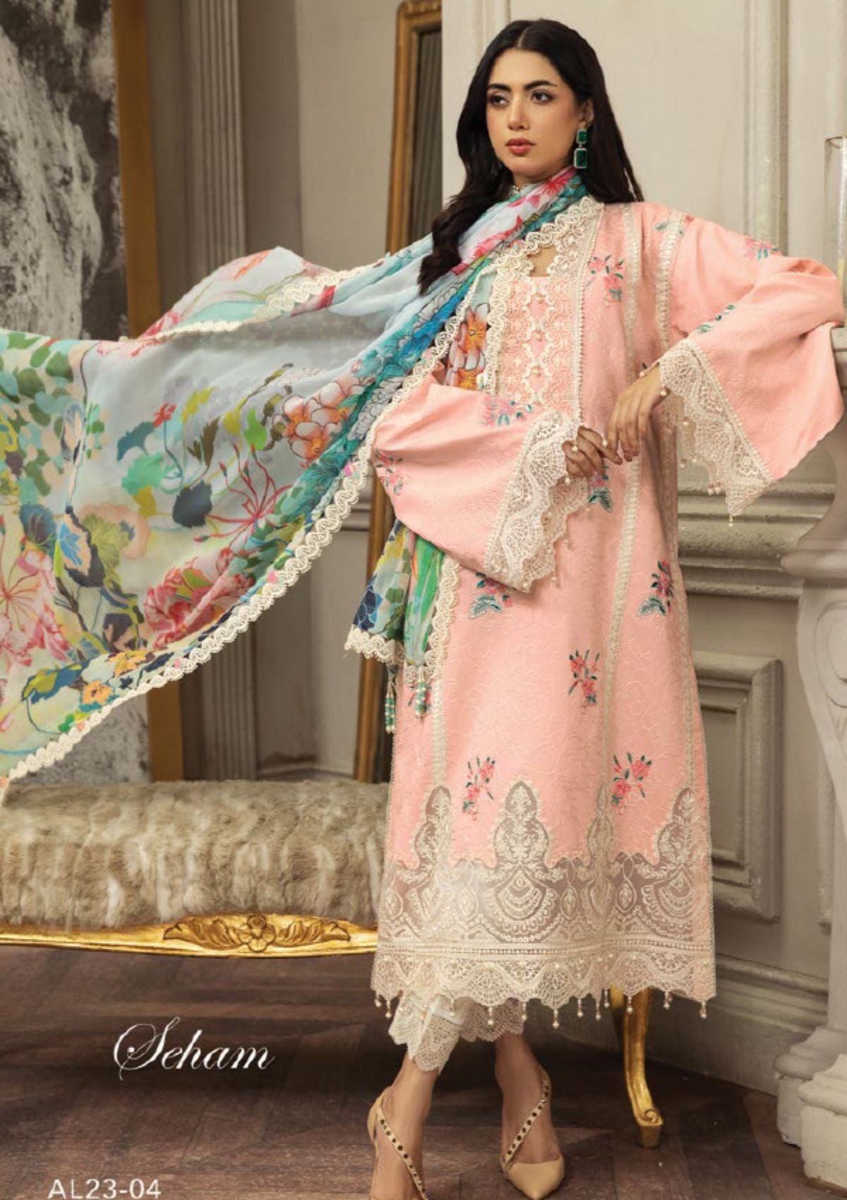 Anaya Luxury Festive Lawn`23 AL-04-SEHAM - Mohsin Saeed Fabrics