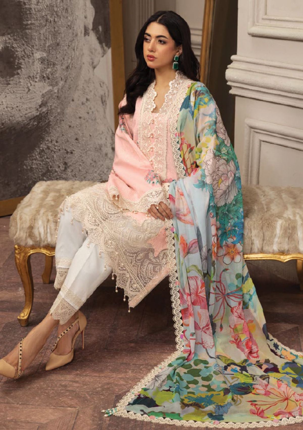Anaya Luxury Festive Lawn`23 AL-04-SEHAM - Mohsin Saeed Fabrics