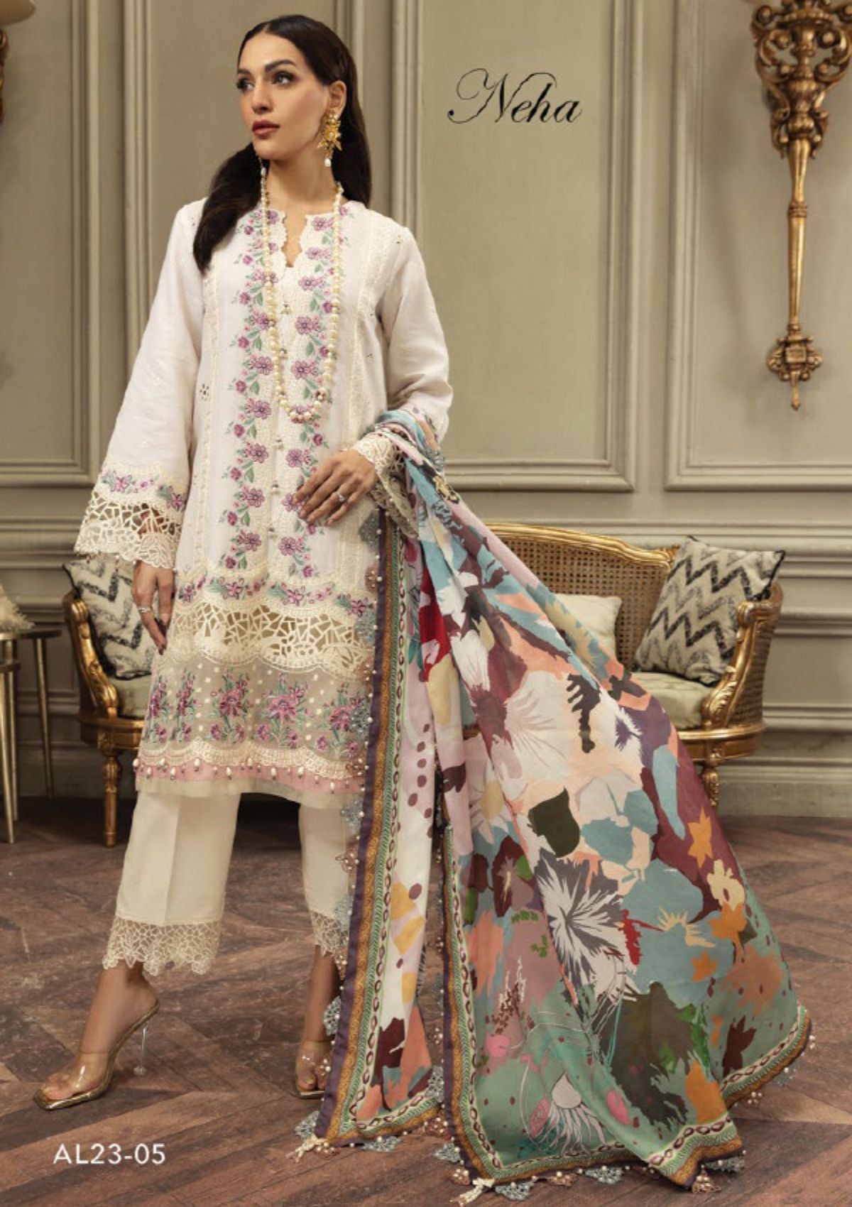 Anaya Luxury Festive Lawn`23 AL-05-NEHA - Mohsin Saeed Fabrics