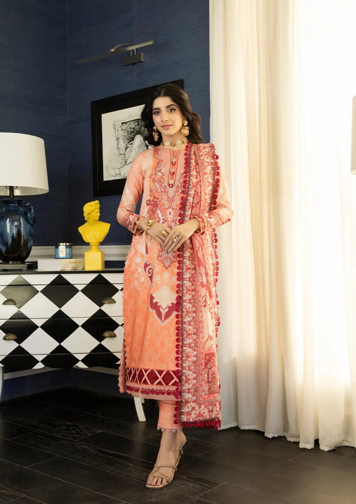 Asim Jofa Printed & Emb Lawn'23 AJS-02 - Mohsin Saeed Fabrics