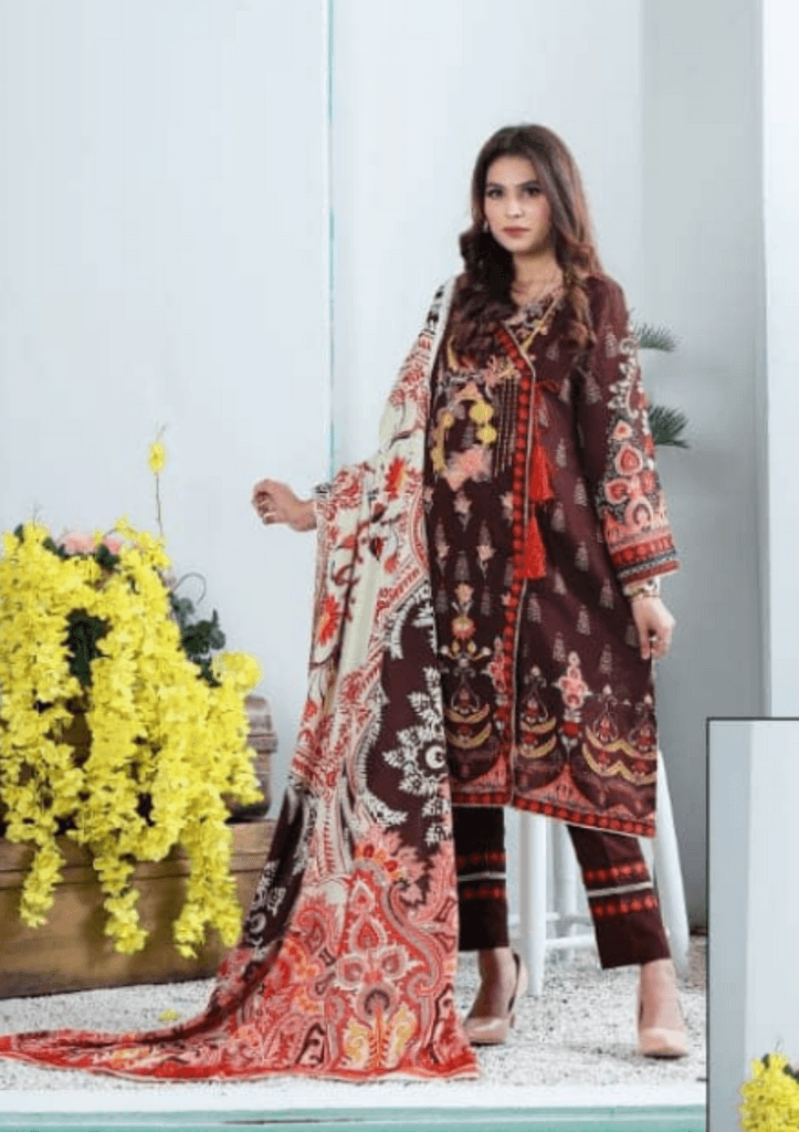 Biya Art Gallery Emb Slub Khadar'21 B-1001 - Mohsin Saeed Fabrics