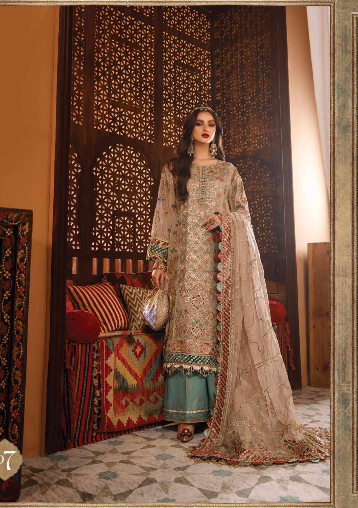 Maria b Mbroidered Wedding Edition'22 MBD-07 is available at Mohsin Saeed Fabrics. ✓ shop all the top women clothing brands in pakistan ✓ Best Price and Offers ✓ Free Shipping ✓ Cash on Delivery ✓ formal & Wedding Collections 