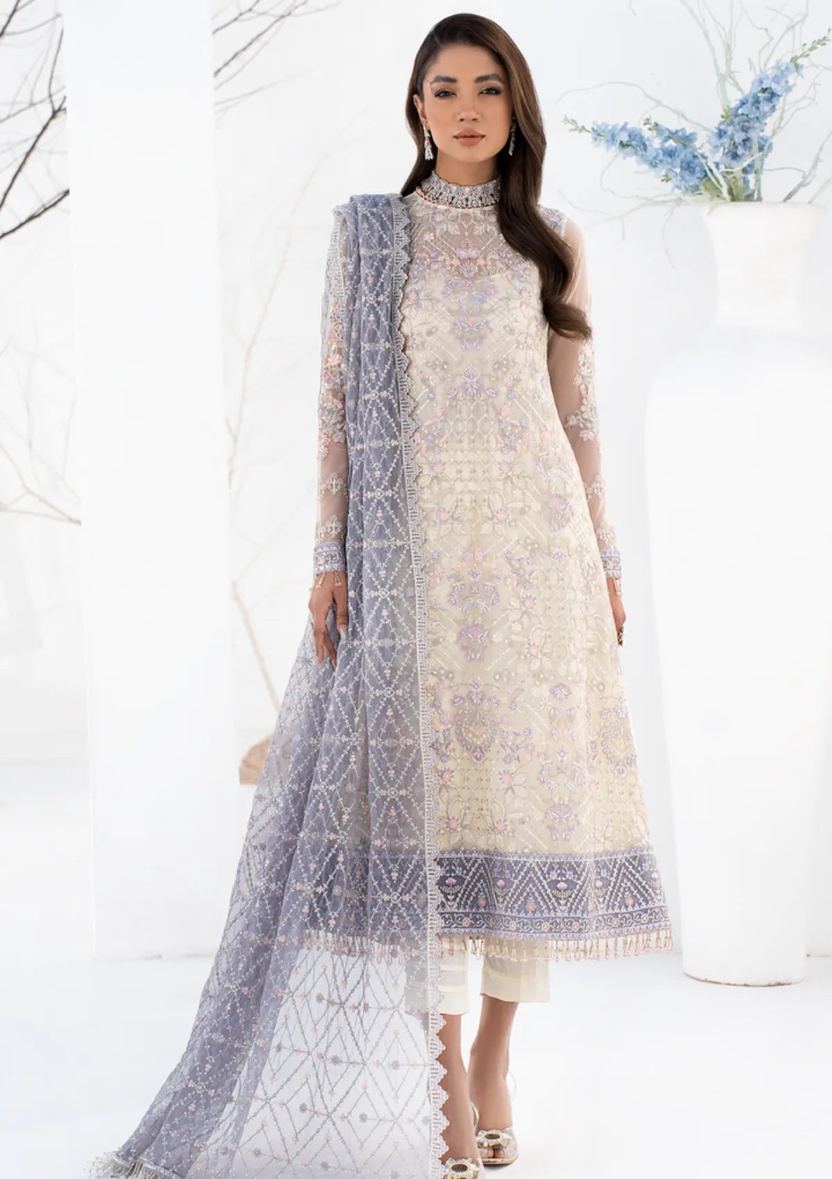 Zarif La Celeste Luxury Formals'23 ZLC-02 (PEARL WHITE) - Mohsin Saeed Fabrics