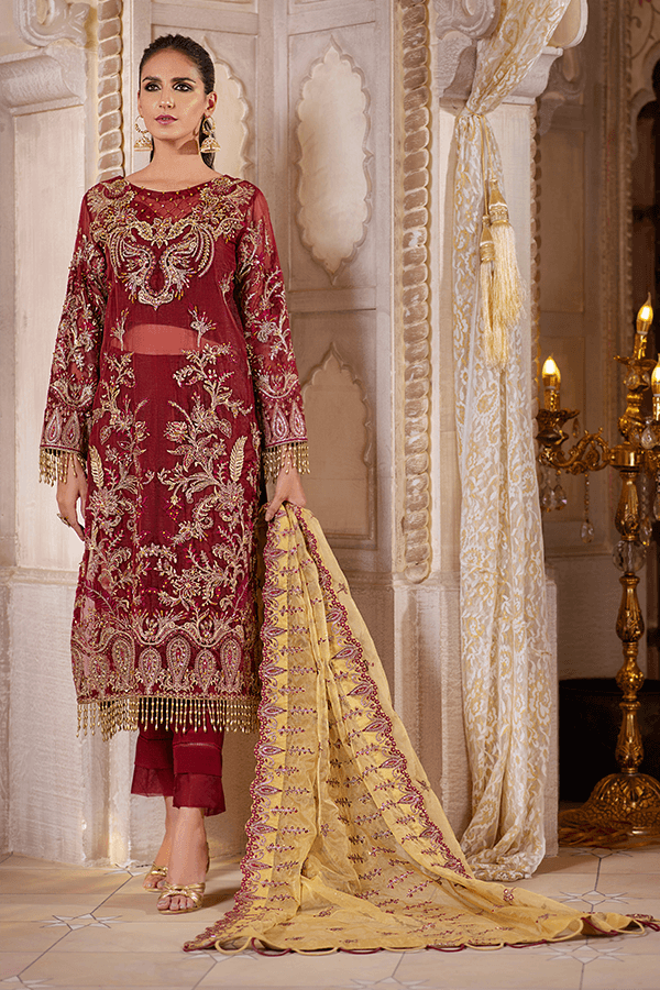 PEF-008 Glitter Red - Mohsin Saeed Fabrics