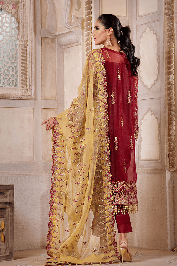 PEF-008 Glitter Red - Mohsin Saeed Fabrics