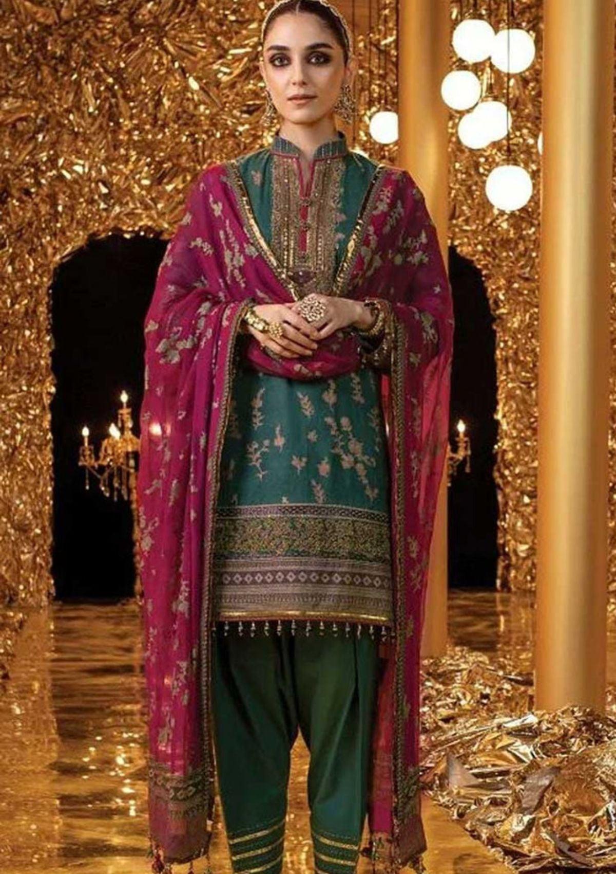 Al Karam Festive Winter,22 FC-W-9C (EMERALD GREEN) - Mohsin Saeed Fabrics