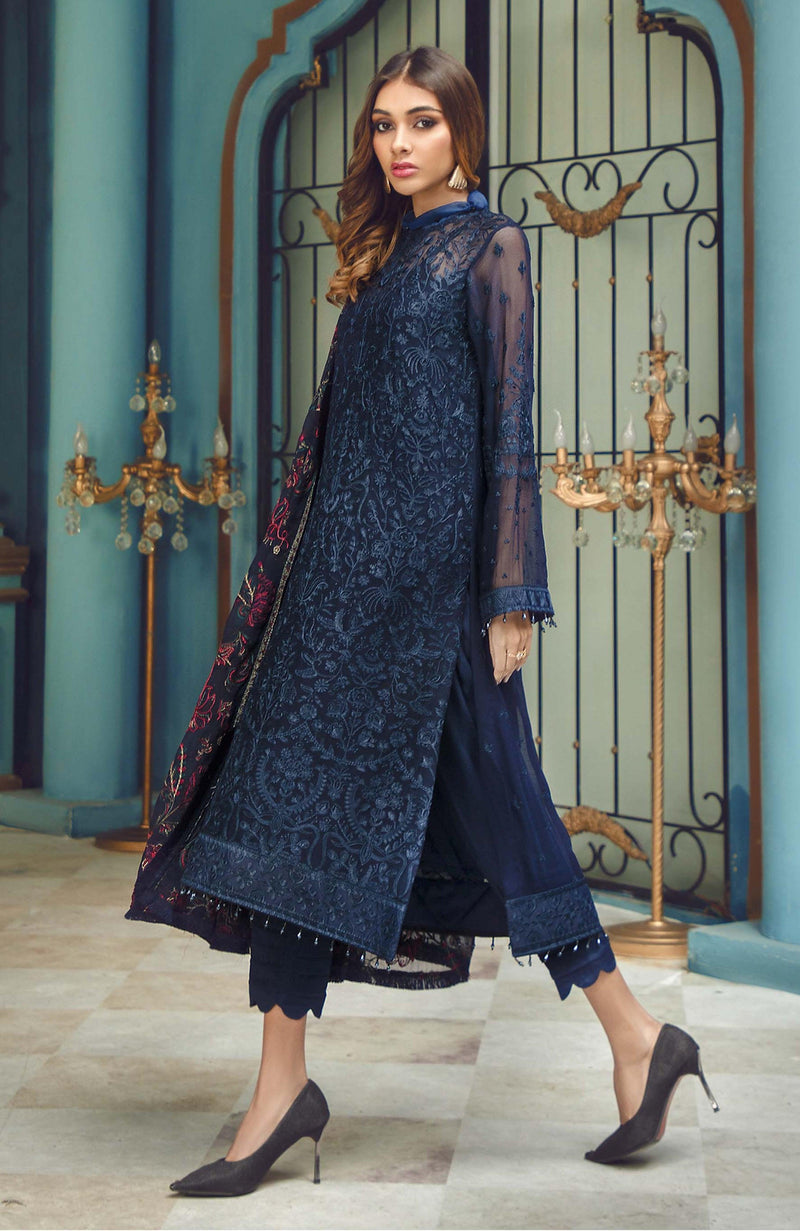 Zarif Rangrez Emb Chiffon Collection ZR-04 Azure - Mohsin Saeed Fabrics