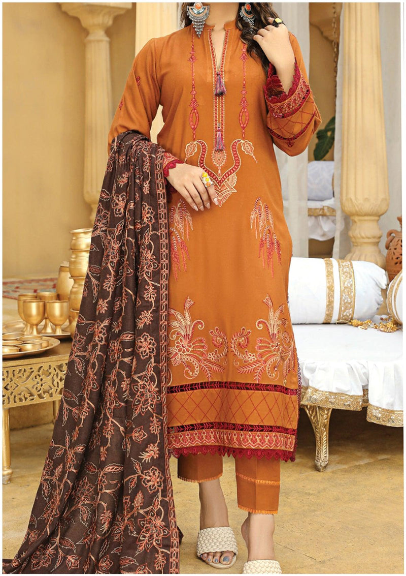 Aks-by-Humdum-Woolen-Peach-winter-Embroidered-Dress-is-available-at-Mohsin-Saeed-Fabrics-Online-Shopping--