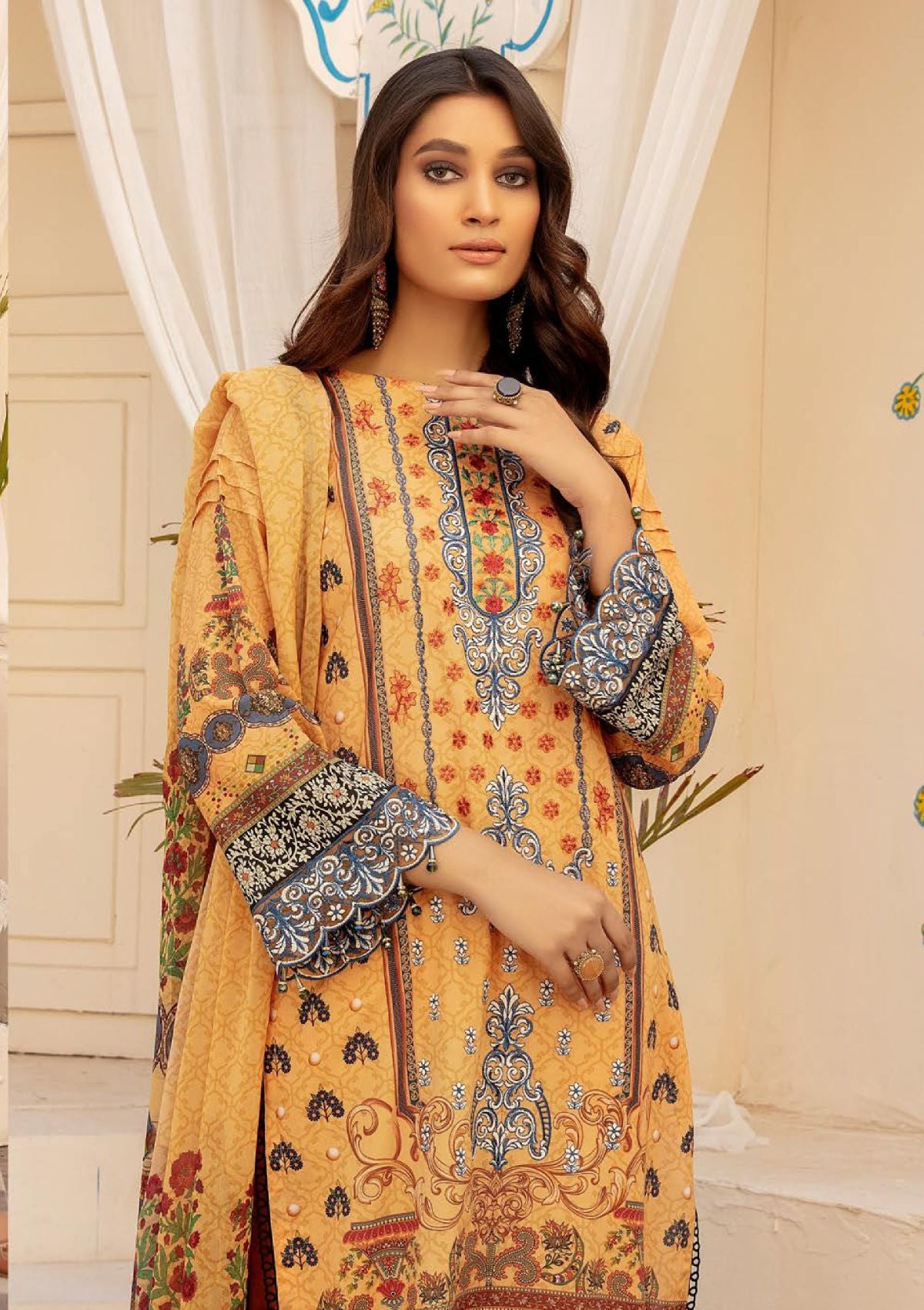 Shaista Swiss Emb Printed Lawn'23 D-207 - Mohsin Saeed Fabrics